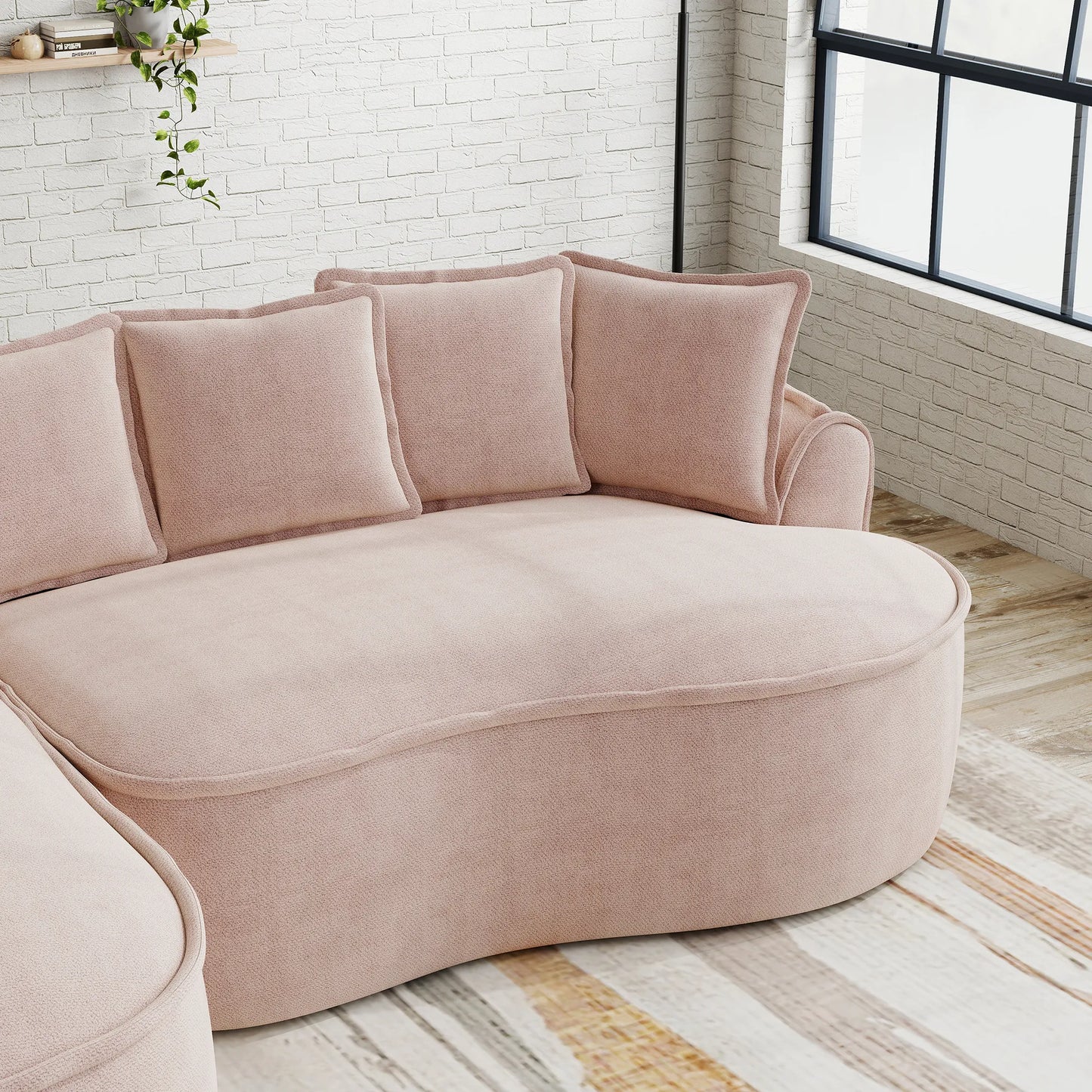 Cloud Ecksofa 3-Sitzer 252 cm Chenille mit Récamière, Rosé