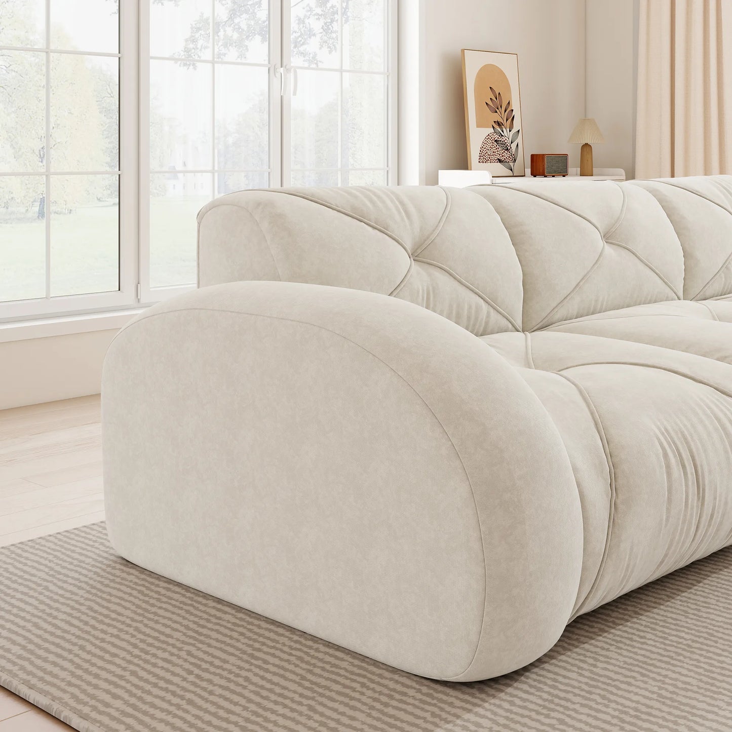XXL Modulsofa 4-6 Sitzer 358 cm Chenille, Hellbeige