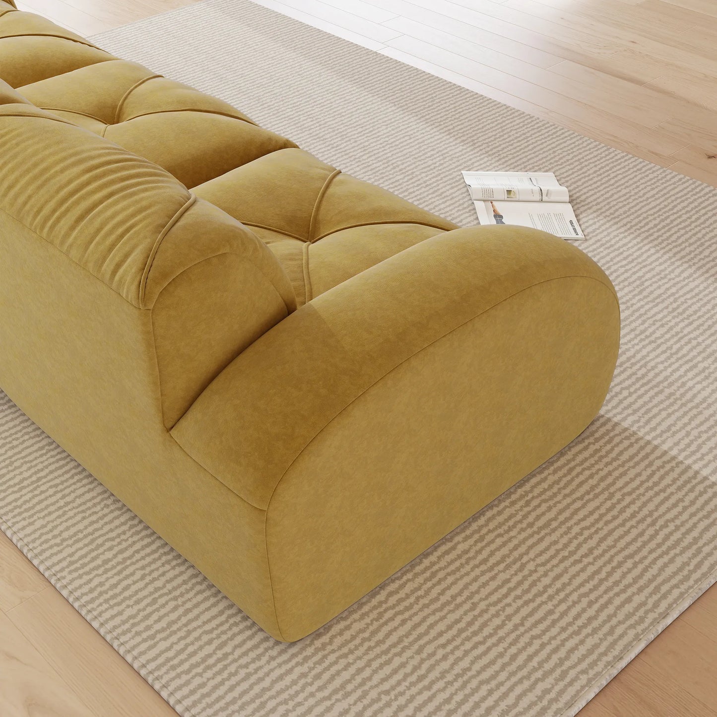 Cloud Ecksofa 4-6 Sitzer 358 cm mit Fußstütze, Senfgelb