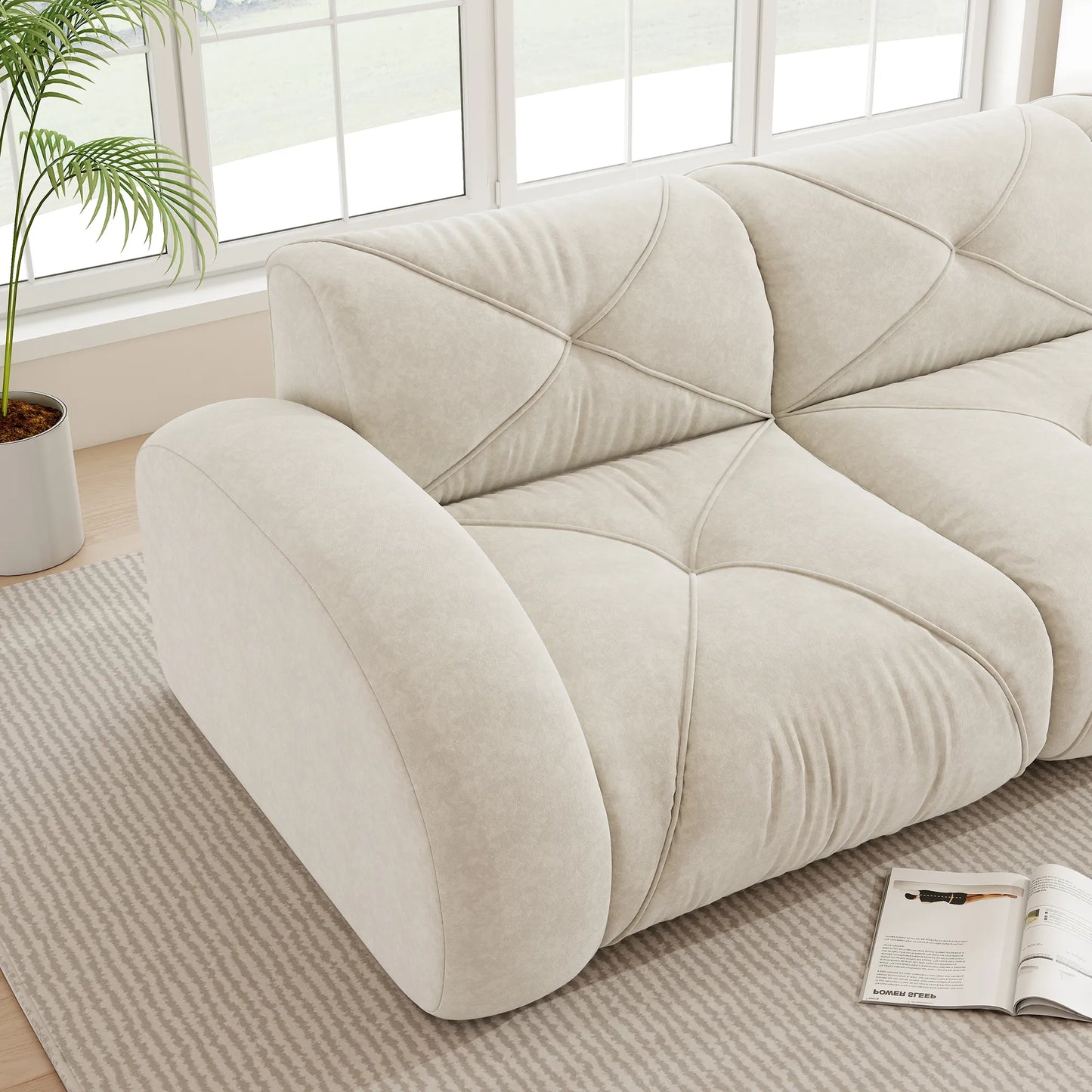 Cloud Sofa 2-Sitzer 204 cm Chenille, Hellbeige