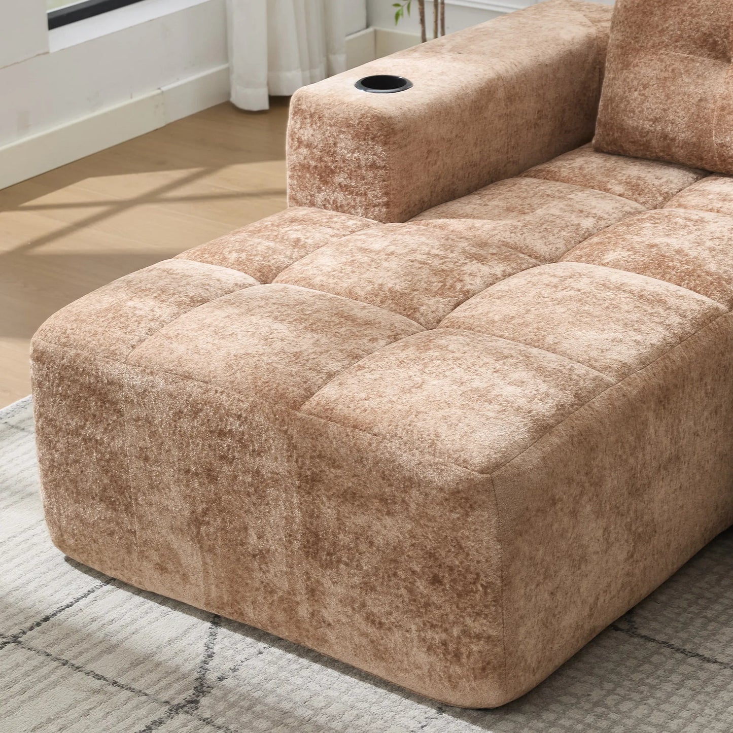 Cloud Ecksofa 3-Sitzer 258 cm mit 3 Kissen, Hellbraun