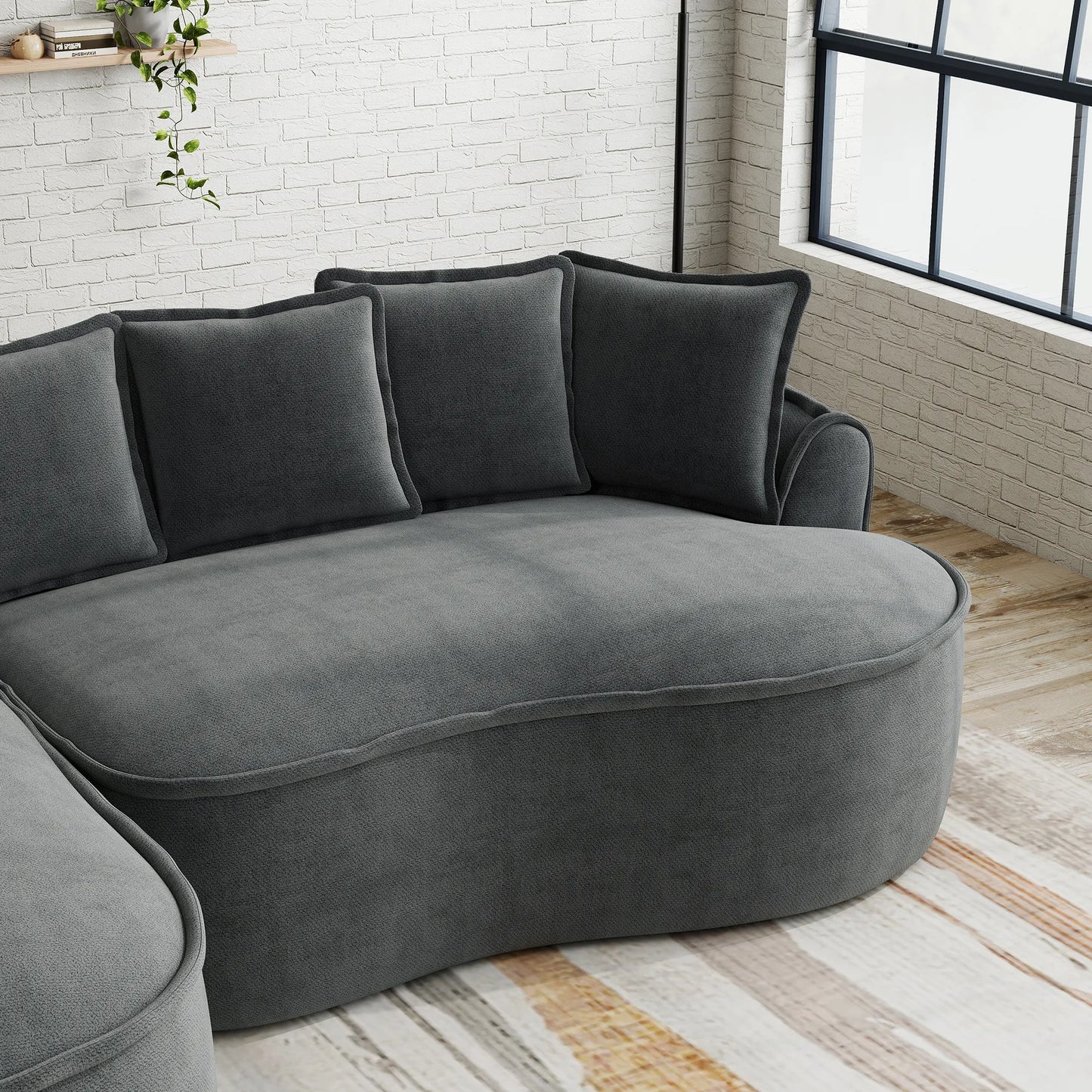 Cloud Ecksofa 3-Sitzer 252 cm Chenille mit Récamière, Grau