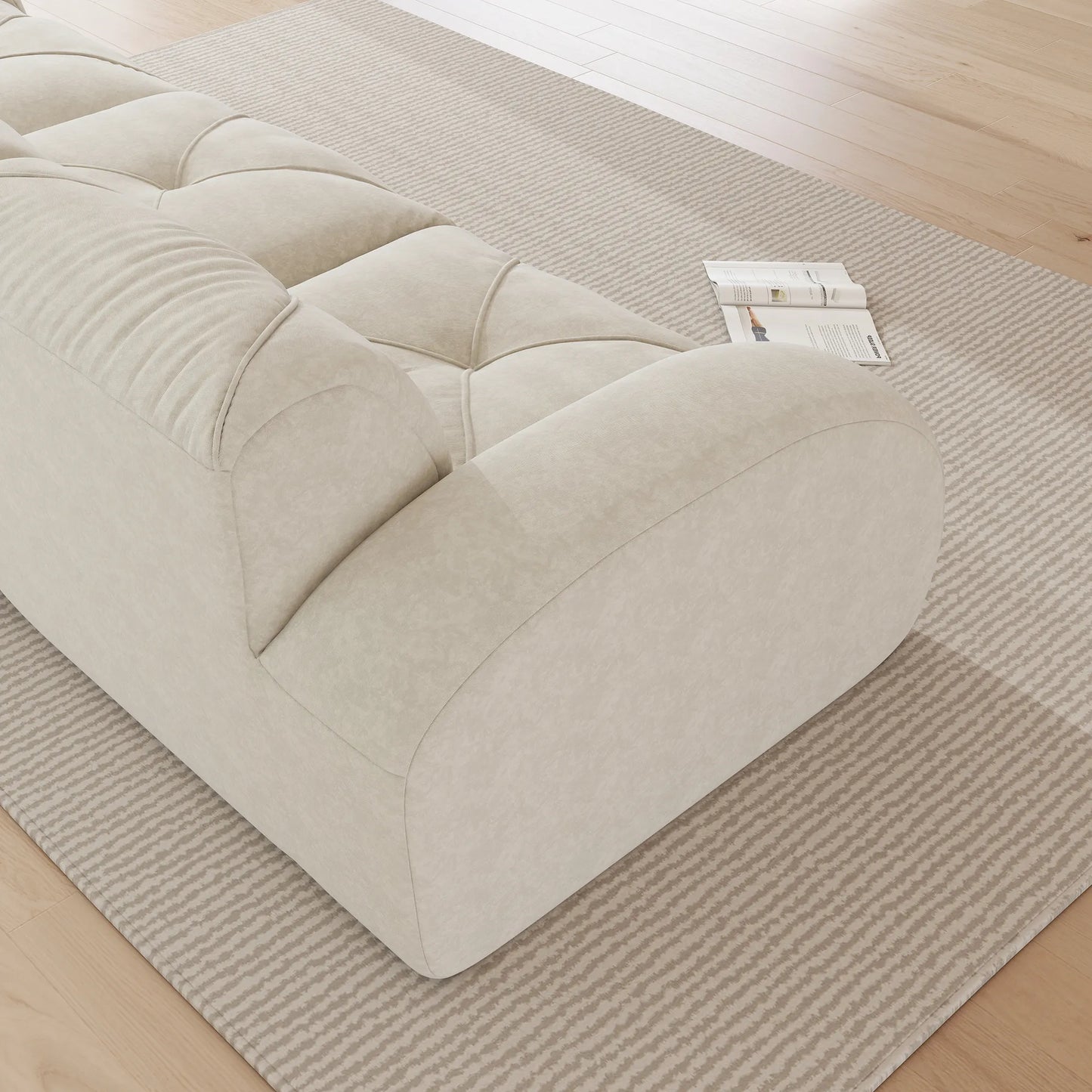 Cloud Ecksofa 4-6 Sitzer 358 cm mit Fußstütze, Hellbeige
