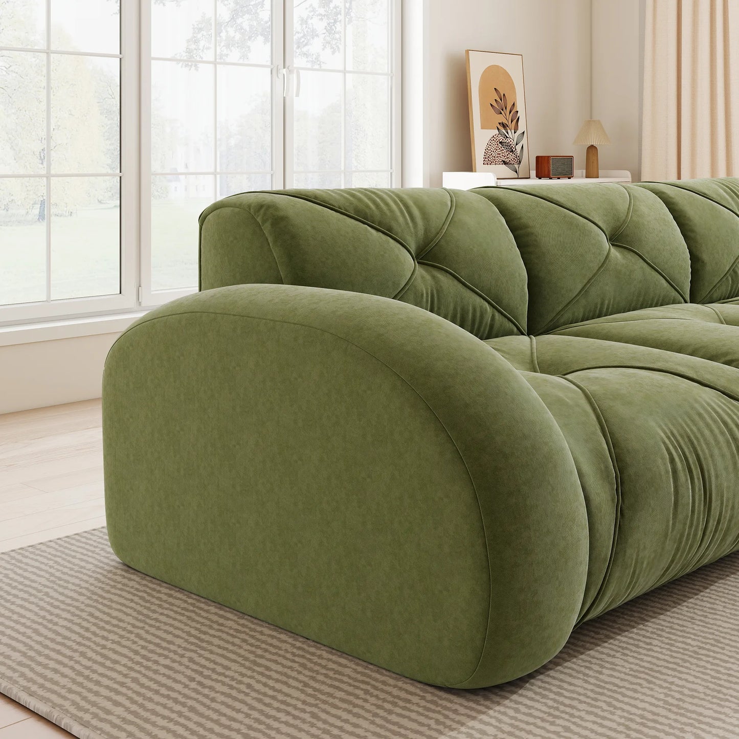 Cloud Ecksofa 4-6 Sitzer 358 cm mit Fußstütze, Grün