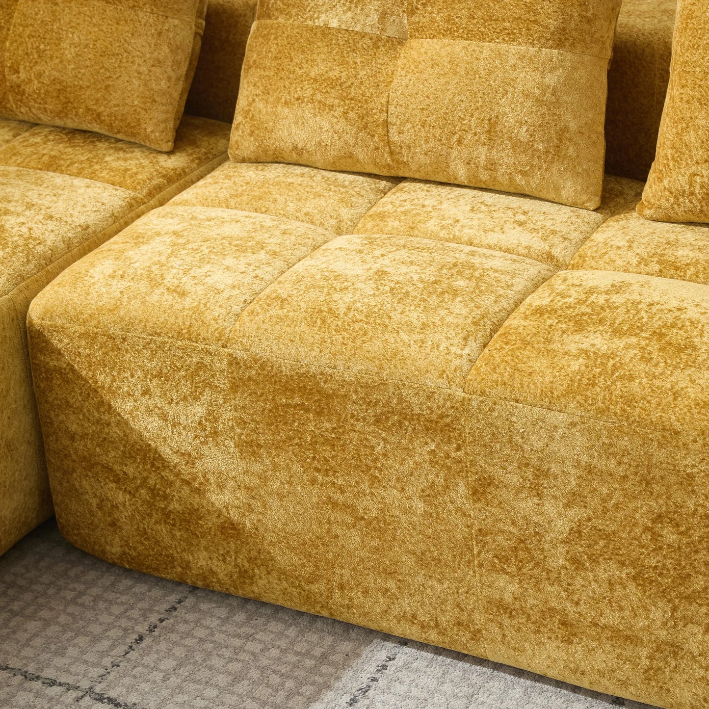 Cloud Ecksofa 3-Sitzer 258 cm mit 3 Kissen, Senfgelb