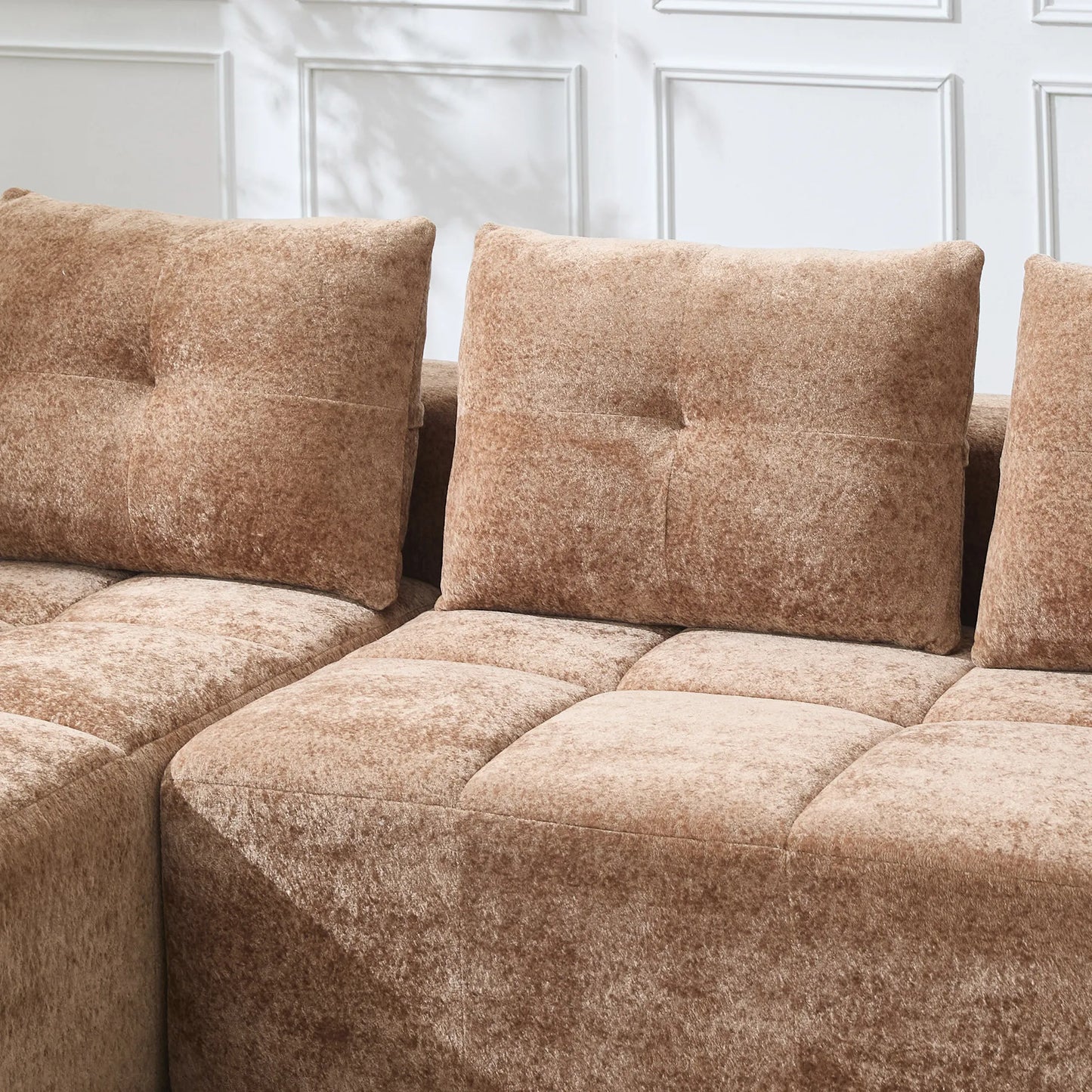 Cloud Ecksofa 3-Sitzer 258 cm mit 3 Kissen, Hellbraun