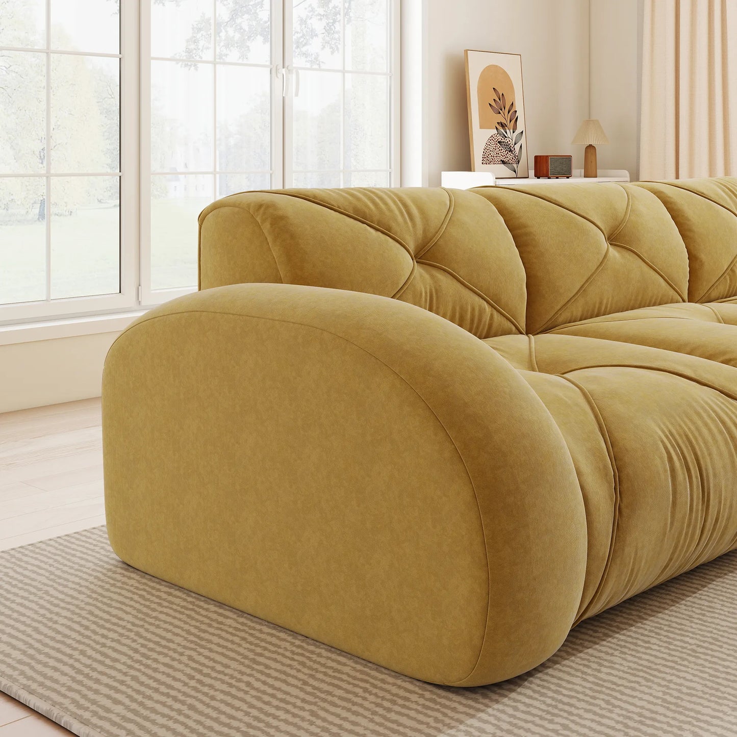 Cloud Ecksofa 4-6 Sitzer 358 cm mit Fußstütze, Senfgelb