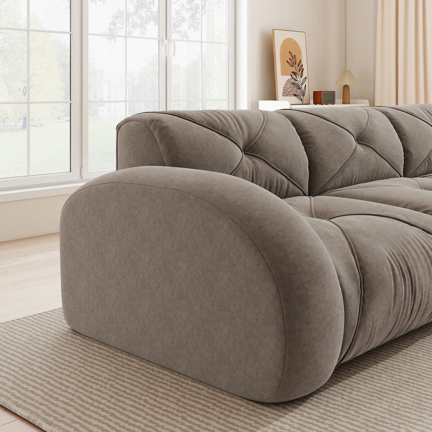 Cloud Ecksofa 4-6 Sitzer 358 cm mit Fußstütze, Taupe