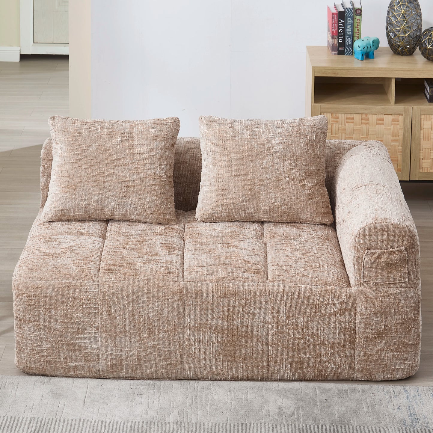 Cloud Sofa 2-Sitzer 158 cm mit Seitentasche, Dunkelbeige