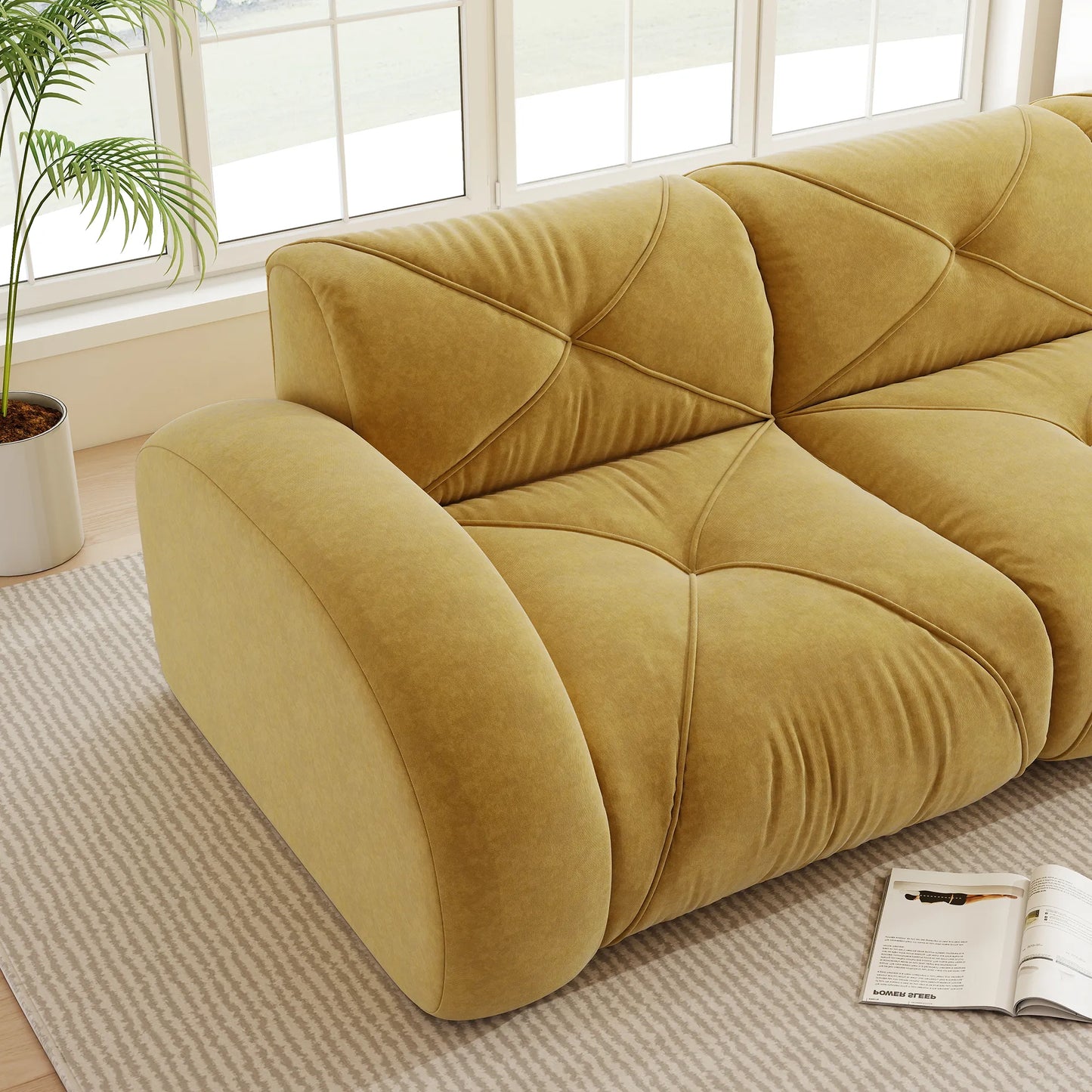Cloud Sofa 2-Sitzer 204 cm Chenille, Senfgelb