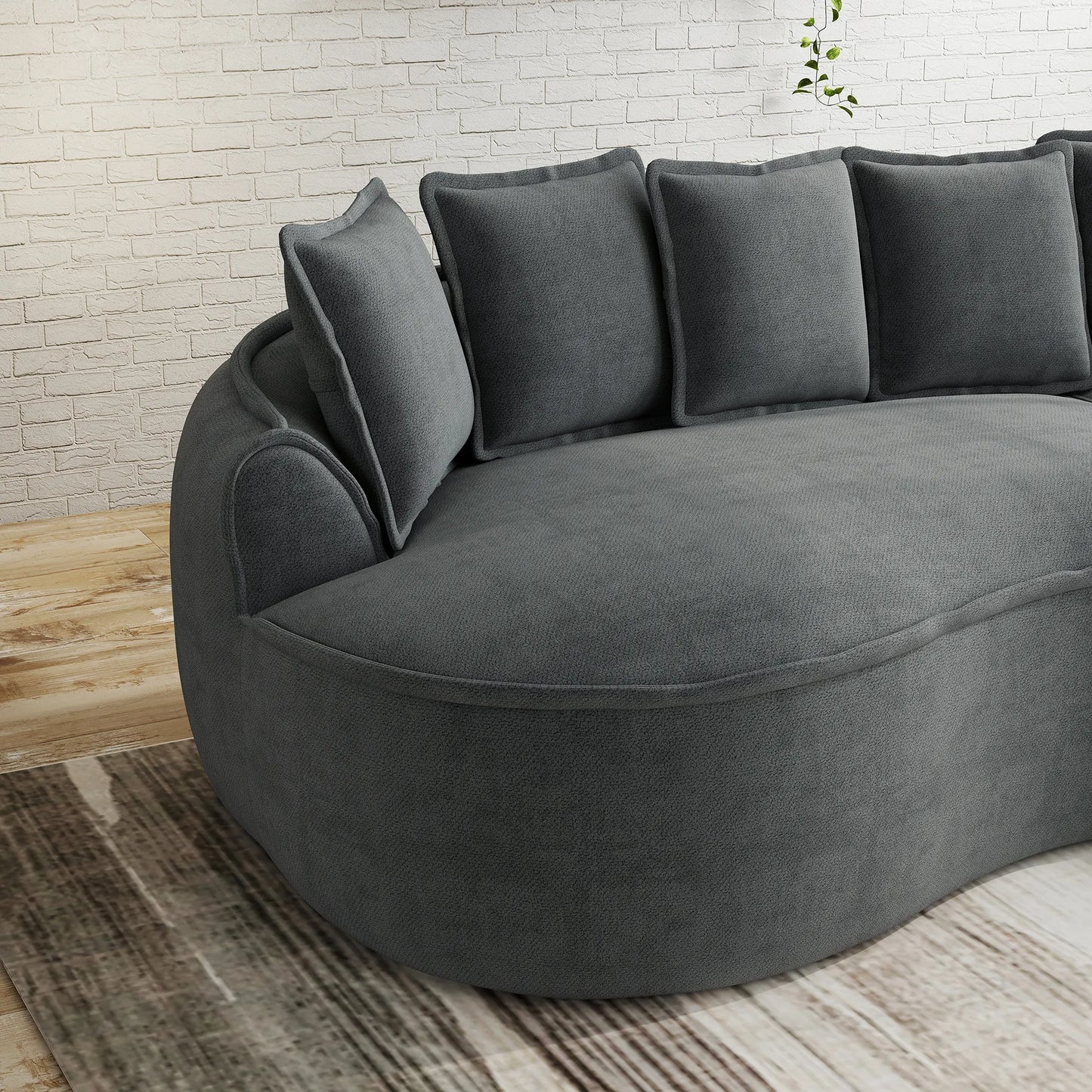 Cloud Ecksofa 3-Sitzer 252 cm Chenille mit Récamière, Grau
