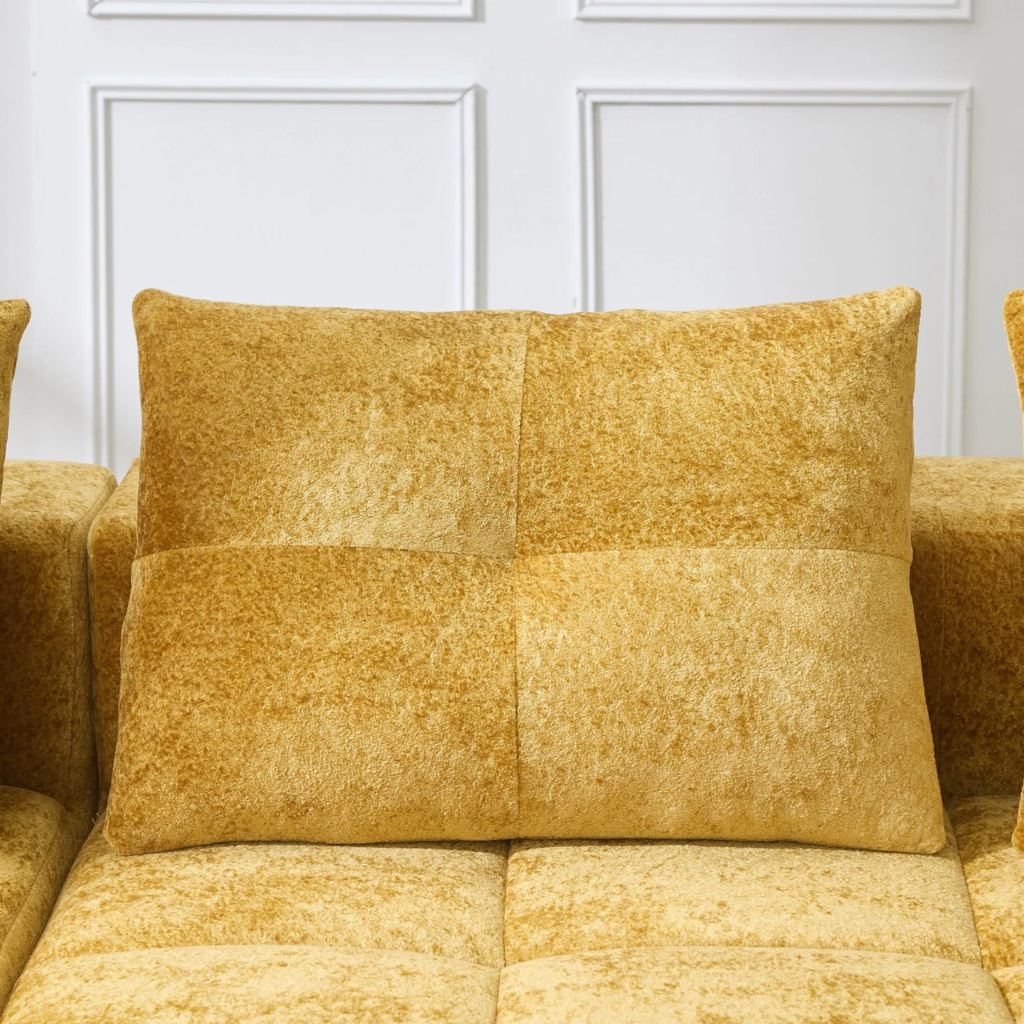 Cloud Ecksofa 3-Sitzer 258 cm mit 3 Kissen, Senfgelb