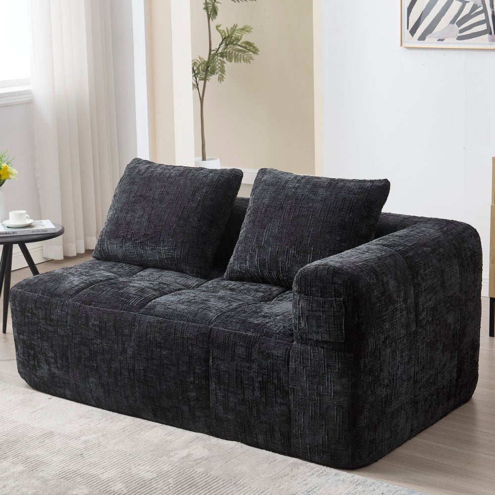 Cloud Sofa 2-Sitzer 158 cm mit Seitentasche, Schwarz